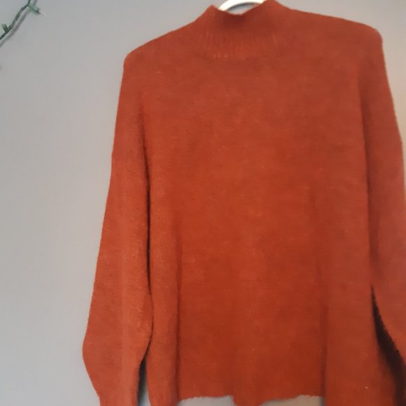 Brick Red Oversized Turtle Neck Sweater - Picture 2 of 5
